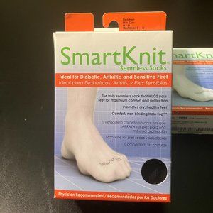 Smart Knit Men's Black Mini Crew Diabetic Socks M (8-10) NIB
